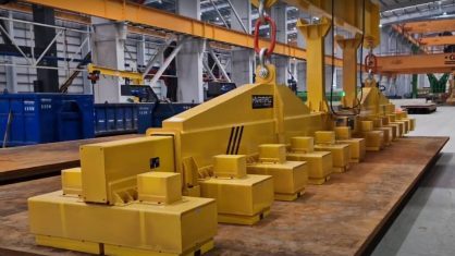 75 Tons Heavy Steel Plates in a Marine Construction Company